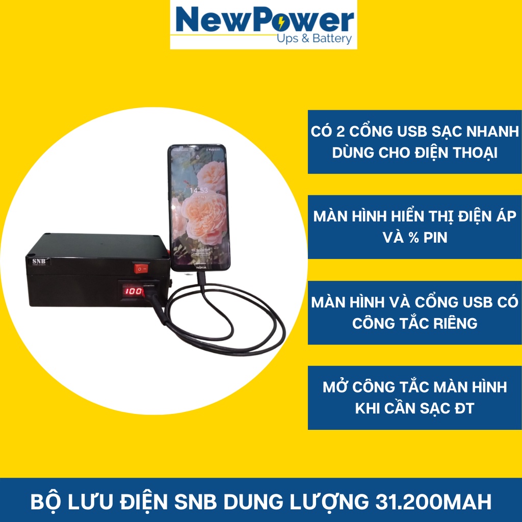 Bộ lưu điện gia đình 31.200mAh, sạc nhanh cho điện thoại, UPS 12V dùng cho camera,wifi..mới 100%,BH 12th