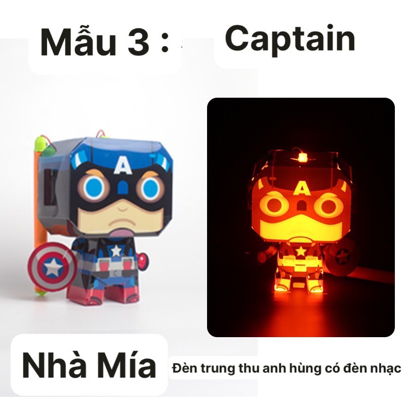 Đèn lồng trung thu, lồng đèn trung thu cho bé có âm thanh ánh sáng hoạ tiết siêu anh hùng.