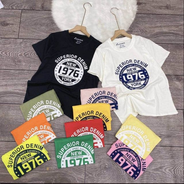 Áo thun chữ 1976 đủ màu chất cotton giấy thoáng mát thấm hút mồ hoi mồ hoi xuất xứ Việt Nam 100% cotton thương hiệu gap