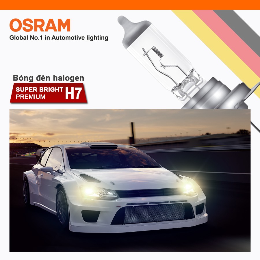 [Mã BMBAU50 giảm 10% đơn 99k] Bóng Đèn Halogen OSRAM Super Bright Premium H7 12V 80W Nhập Khẩu Chính Hãng