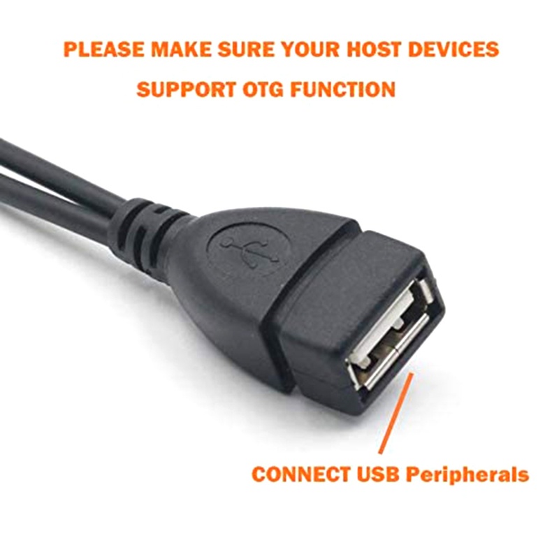 Bộ 2 Trong 1 Dây Cáp Chuyển Đổi Micro USB Sang USB (OTG + Cáp Nguồn) 20cm