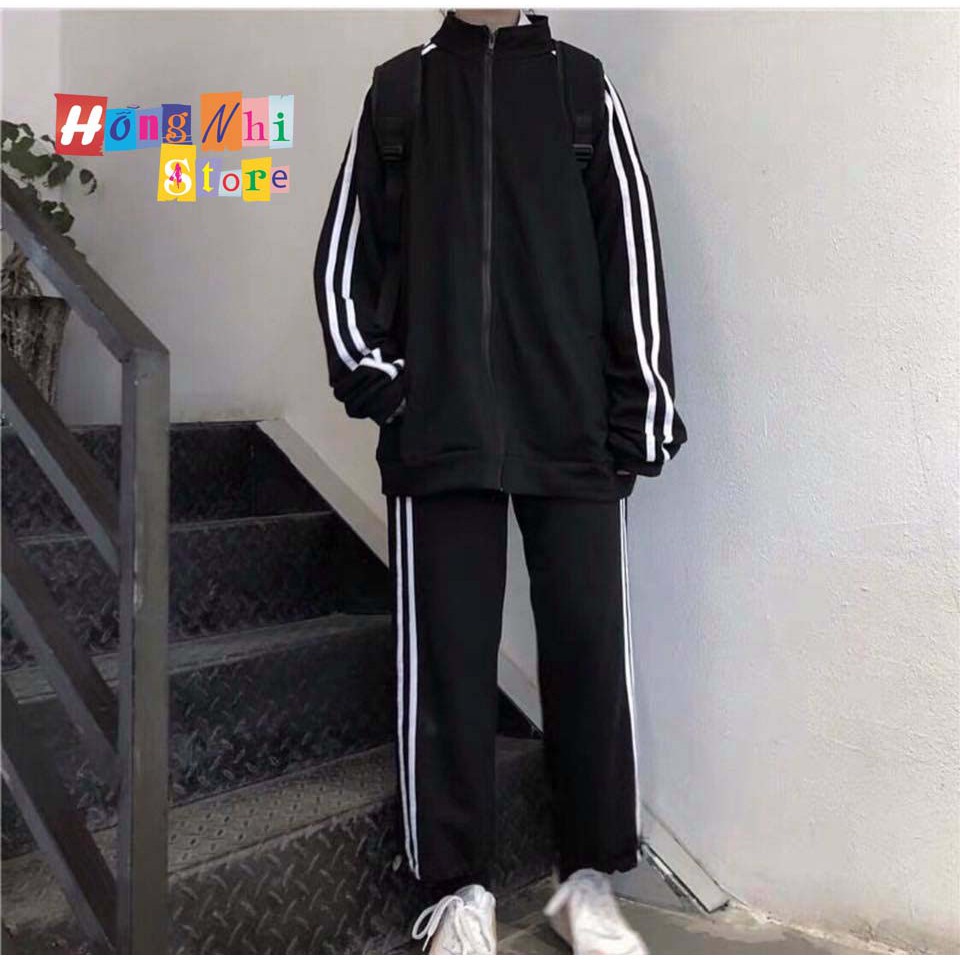 Set Bộ Thể Thao Oversize Ulzzang Unisex Áo Khoác Tay Dài Quần Jogger Dài Màu Đen Cao Cấp - MM - Hàng mới về