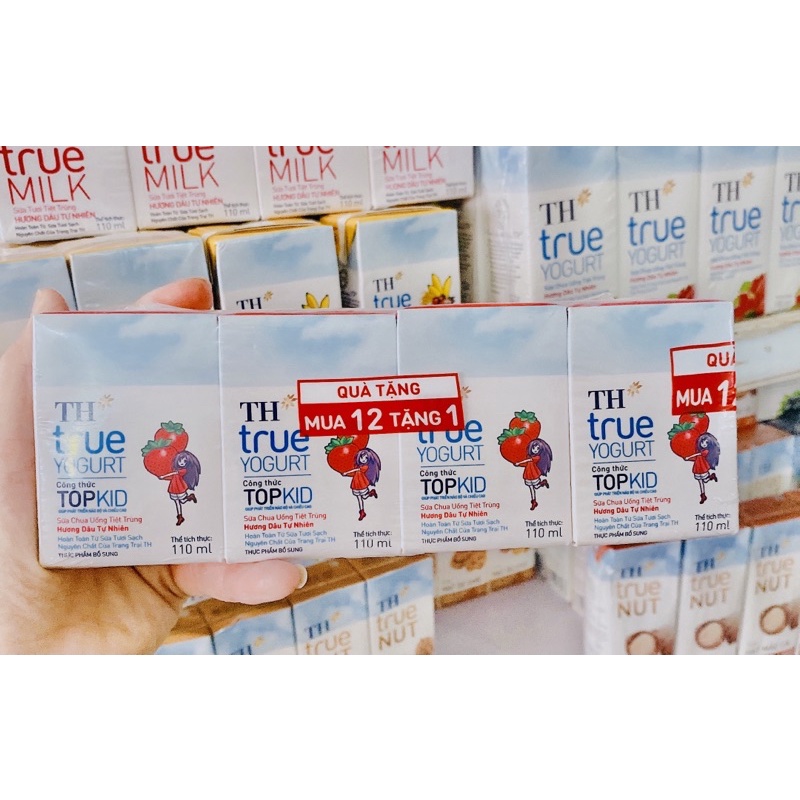 SỮA TH TRUEMILK YOYURT TOPKID CHUỐI, CAM, DÂU 110ml