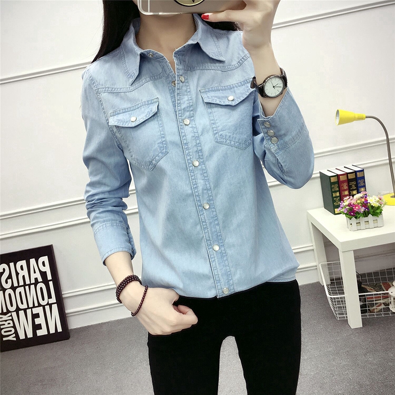 2021 spring slim cotton denim shirt