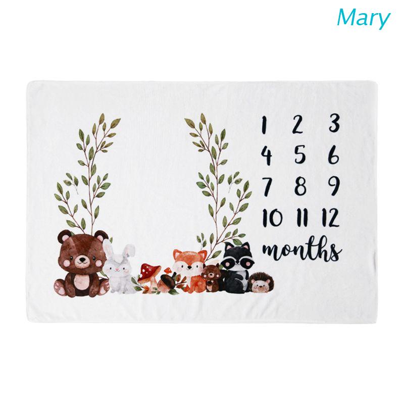 Thảm phông nền chụp ảnh đánh dấu cột mốc phát triển theo tháng họa tiết động vật dễ thương dành cho bé sơ sinh tiện lợi