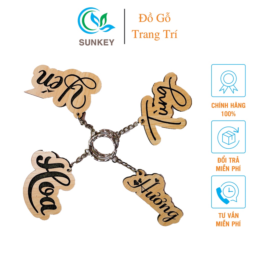 Móc Khóa Gỗ - Khắc Tên Theo Yêu Cầu - Thiết Kế Miễn Phí