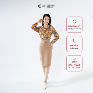 Chân váy ôm cạp lệch cài 2 cúc CCHAT