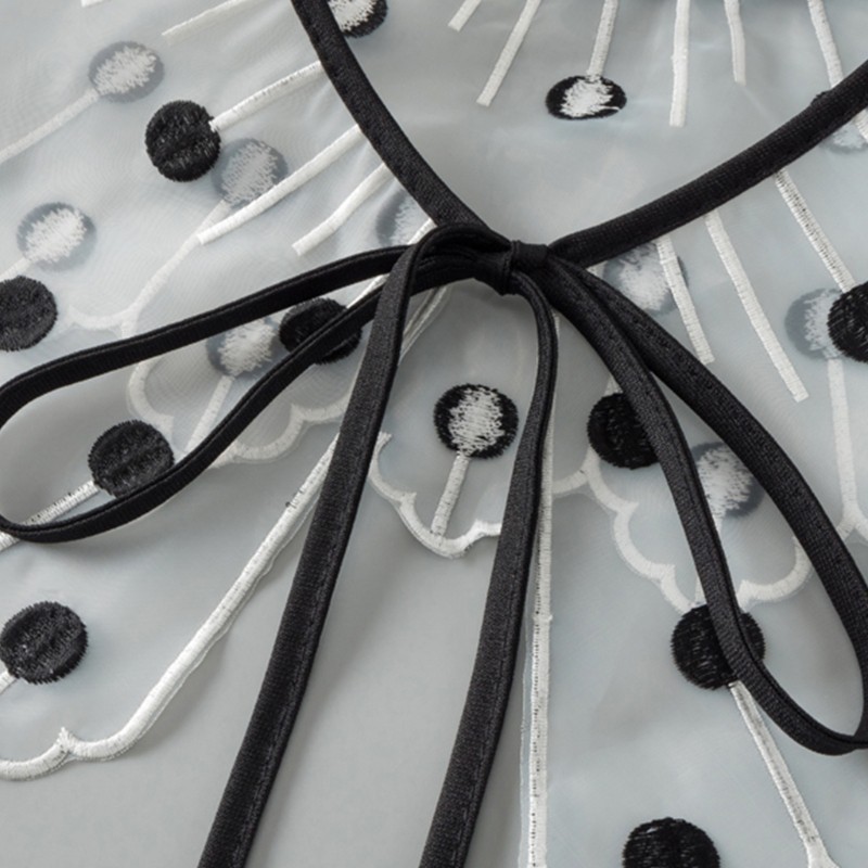 Cổ áo sơ mi giả họa tiết thêu thời trang thanh lịch cho nữ