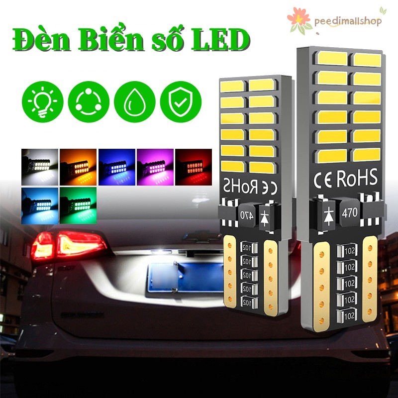 Đèn LED T10 W5W 24smd 4014 Gắn Biển Số Xe Hơi  chuyên dụng cho ô tô T10 LED hiển thị ánh sáng rộng dủ 7màu sắc