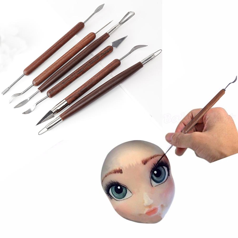 Set 6 Dụng Cụ Điêu Khắc Đất Sét Với Tay Cầm Bằng Gỗ Độ Chính Xác Cao