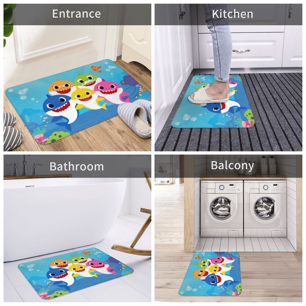 Thảm Chùi Chân Chống Trượt Hình Cá Mập 40 * 60cm