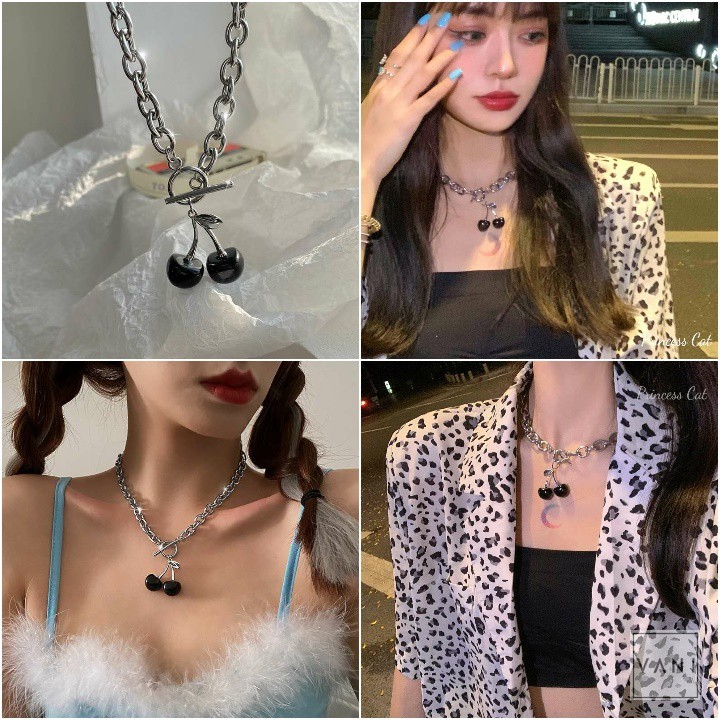 Choker, Dây Chuyền, Vòng Tay Hình Trái Cherry Phối Xích Lớn Phong Cách - Vani Store [TS000458]