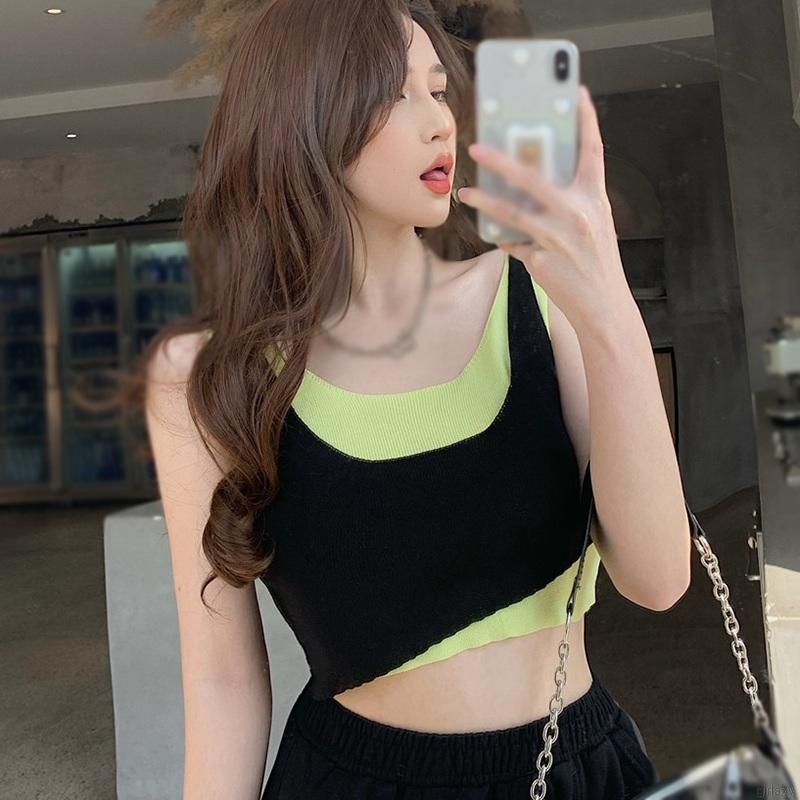 Áo sát nách dáng lưng không tay phối màu sắc thời trang nữ tính