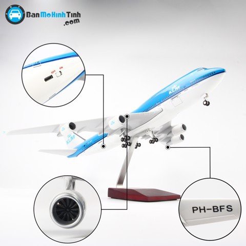 Mô hình máy bay lắp ráp có đèn led KLM Royal Dutch Airlines Boeing B747 47cm Everfly
