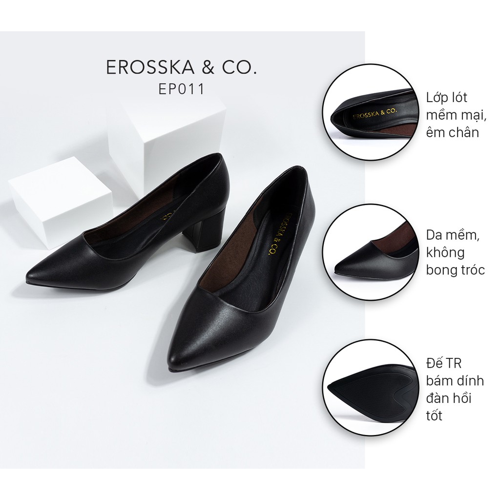 Erosska - Giày cao gót Erosska 2022 thời trang mũi nhọn kiểu dáng cơ bản cao 5cm màu đen _ EP011