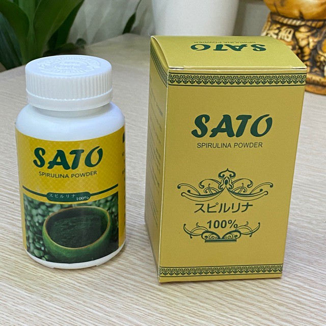 TẢO XOẮN SPIRULINA SATO DẠNG BỘT - Hộp 100 gram vi kim tảo biển phi kim nano mix hồng sâm