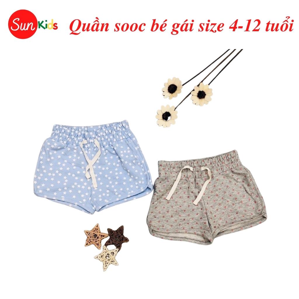 Quần short bé gái SUNKIDS1, quần sooc bé gái chất ren và cotton , size 4-12 tuổi