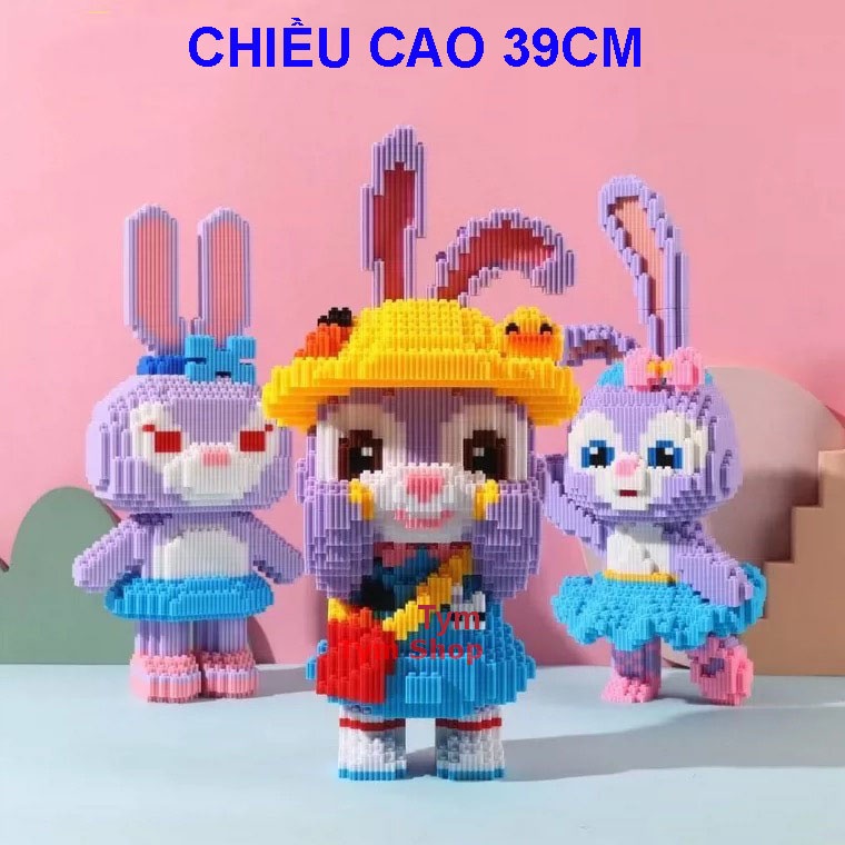 Xếp hình thỏ tím Stella Lou cỡ lớn 39cm nhân vật hoạt hình nano 3D lắp ráp mô hình cỡ lớn Chuẩn Mẫu