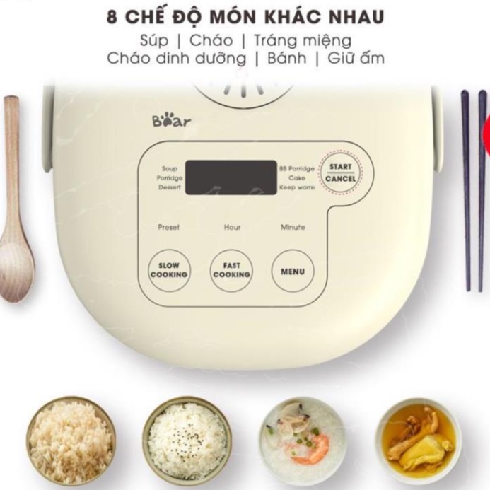 [HOT - XẢ KHO] Nồi cơm điện đa năng Bear 2L SUBE015 - Nấu cơm ngon, cháo, hầm, hấp luộc từ 4-6 người - Bảo hành 18th