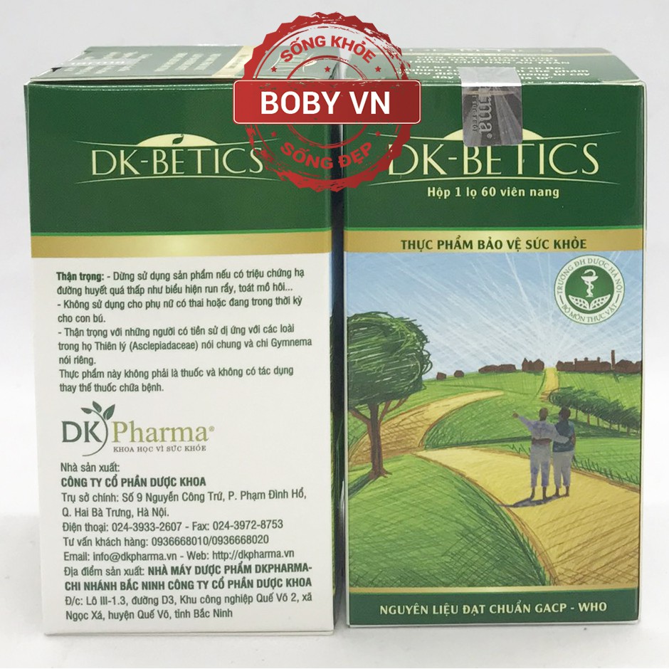 DK-BETICS hỗ trợ giảm đường huyết, hạn chế nguy cơ biến chứng của người đái tháo đường (Hộp 1 lọ 60 viên)