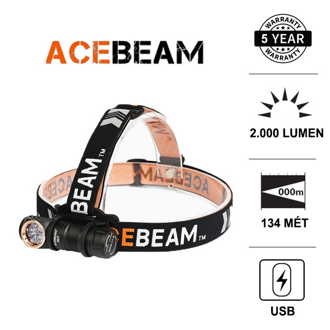 Đèn pin gù ACEBEAM H17 độ sáng 2000lm chiếu xa 134m sử dụng pin 18350 có cổng sạc trên thân pin (kèm theo) Đèn &amp; Đèn pin