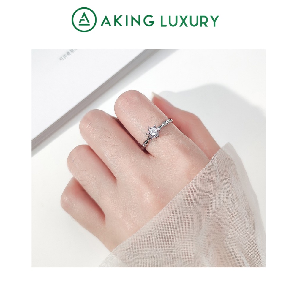 Nhẫn Bạc Nữ AKING LUXURY AK04 cao cấp, Nhẫn nữ S925 Đính Đá trẻ trung. Nhẫn mới nhất 2021