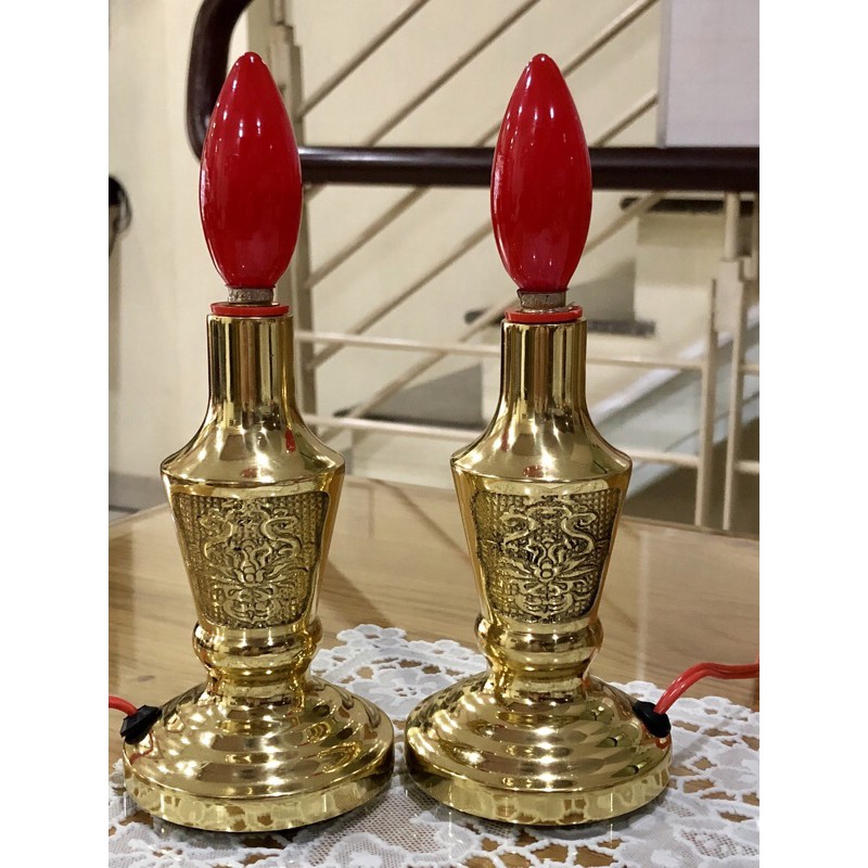 Cặp Chân đèn điện bằng đồng nhỏ