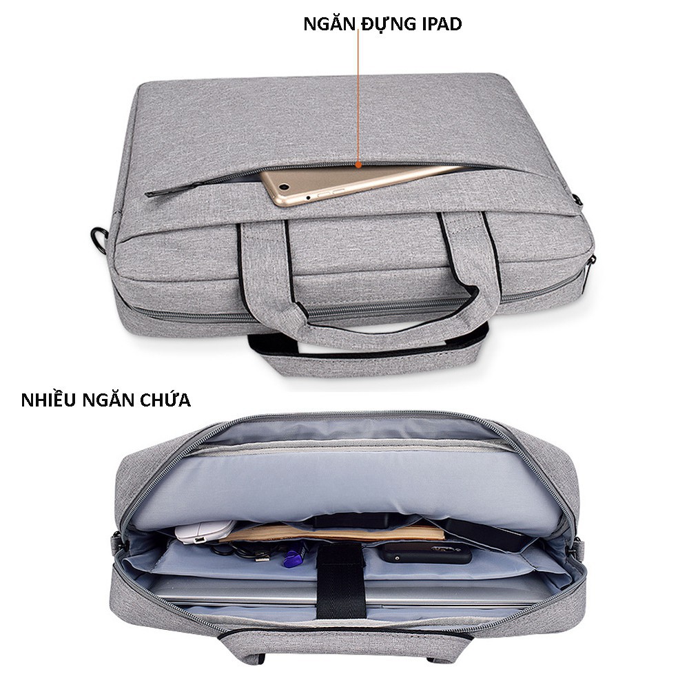 Cặp đựng Laptop Macbook chống sốc, nhiều ngăn, chống nước, có tay xách và quai mang 15.6, 14.1,13.3 inch DJ01