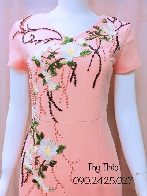 đầm thiết kế trung niên nữ phối hoa đầy đủ size