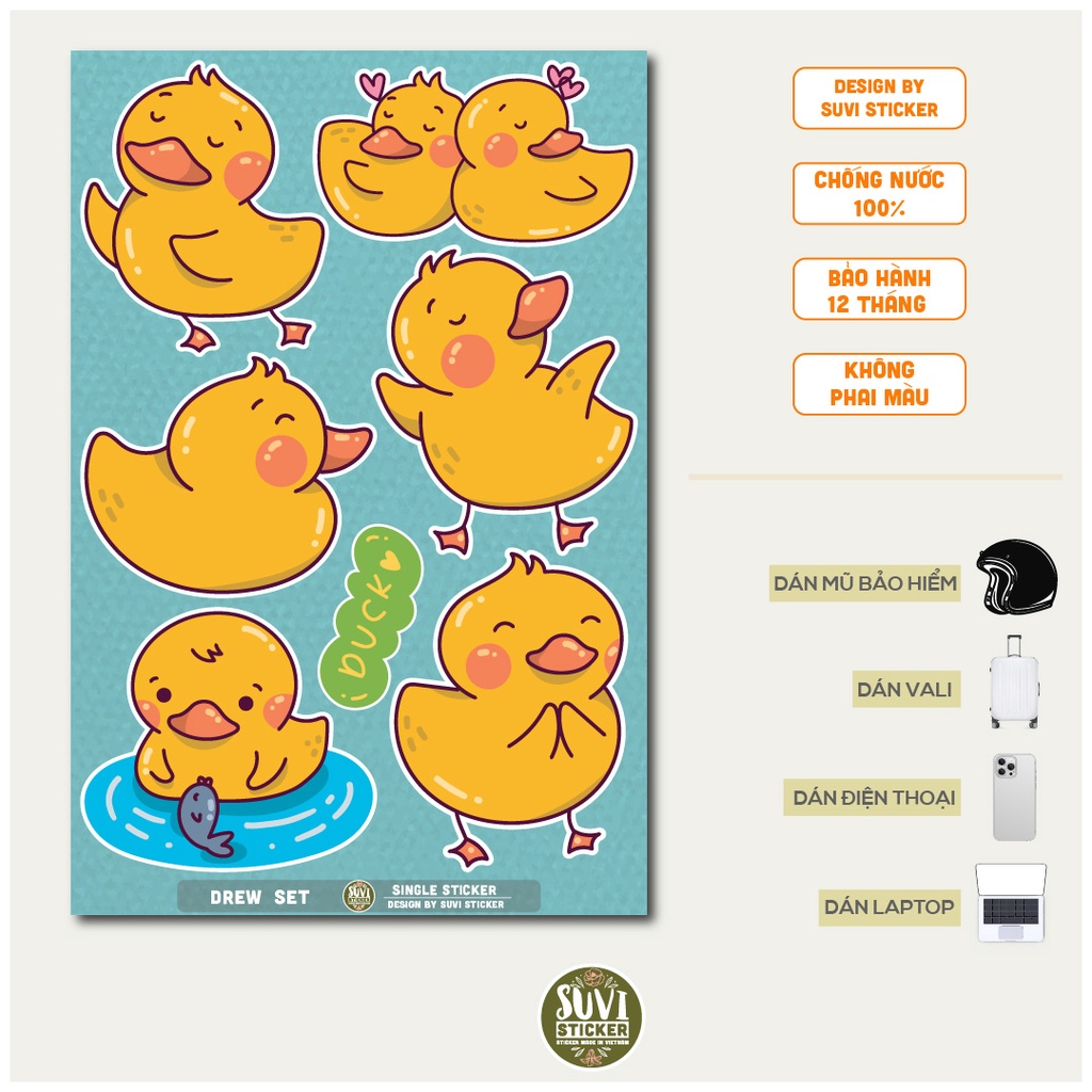 STICKER LẺ - Sticker Dịt Dàng dán mũ bảo hiểm, laptop, điện thoại, vali. MSP: SS18