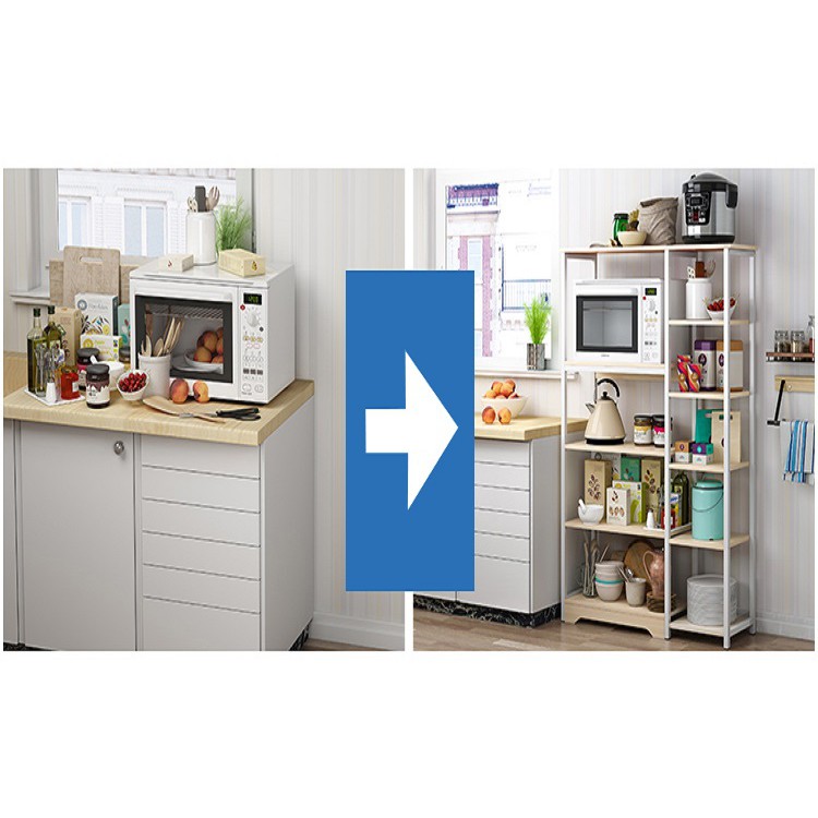 RE0499 Kệ để đồ nhà bếp gỗ khung sắt 9 ngăn - Tủ kệ bếp - Kệ bếp đa năng - Kệ bếp | BigBuy360 - bigbuy360.vn