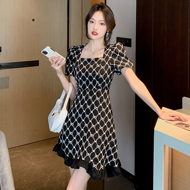 Đầm Cổ Vuông Dáng Ôm In Họa Tiết Xinh Xắn Thời Trang Mùa Hè Cho Nữ