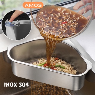 Khay lọc rác bồn rửa bát AMOS chất liệu INOX 304 siêu bền chống hoen gỉ