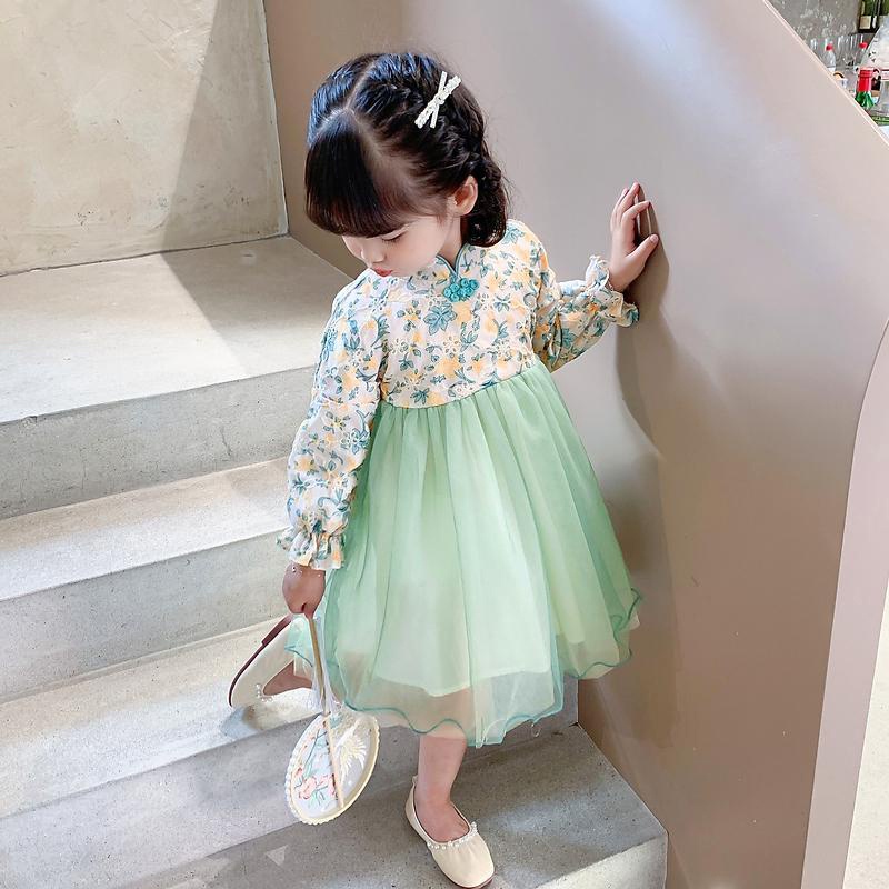 Đầm bé gái thêu hoa phong cách Trung Quốc