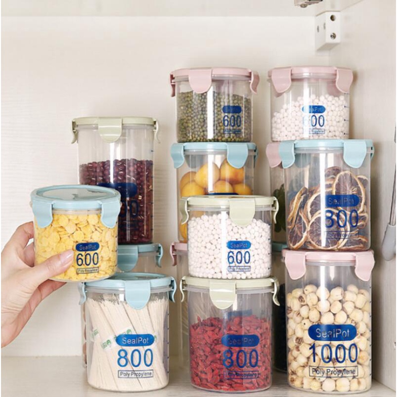 Hộp nhựa đựng bảo quản thực phẩm tròn, trong suốt, có nắp, dung tích 600/800/1000ml an toàn