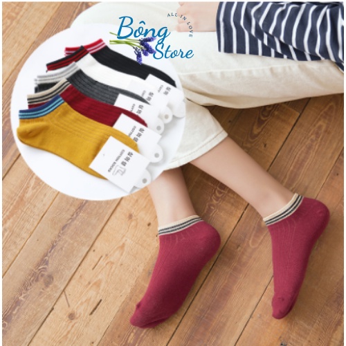 Tất Nữ thời trang cao cấp BONGSTORE, Vớ Cotton nữ cổ ngắn cao cấp mềm mịn, thoáng mát