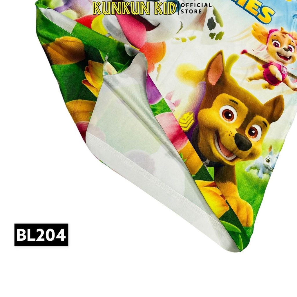 Đồ bộ thun lạnh ba lỗ in 3d cho bé trai hình chó anh hùng size đại từ 10kg-40kg KunKun Kid BL204