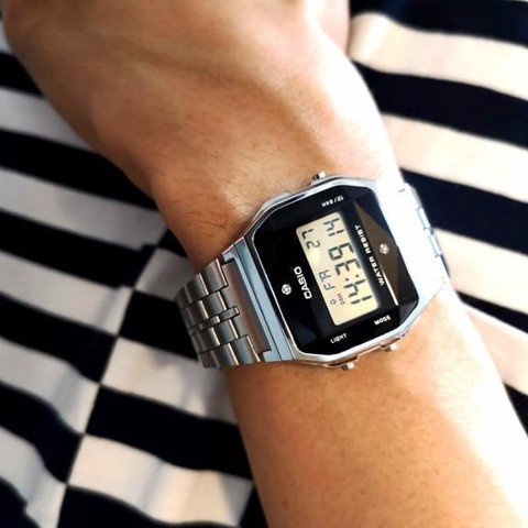 Đồng Hồ Casio Nam A159 Dây Kim Loại Mạ Bạc - Đính Đá Kim Cương - Made In Japan | BigBuy360 - bigbuy360.vn