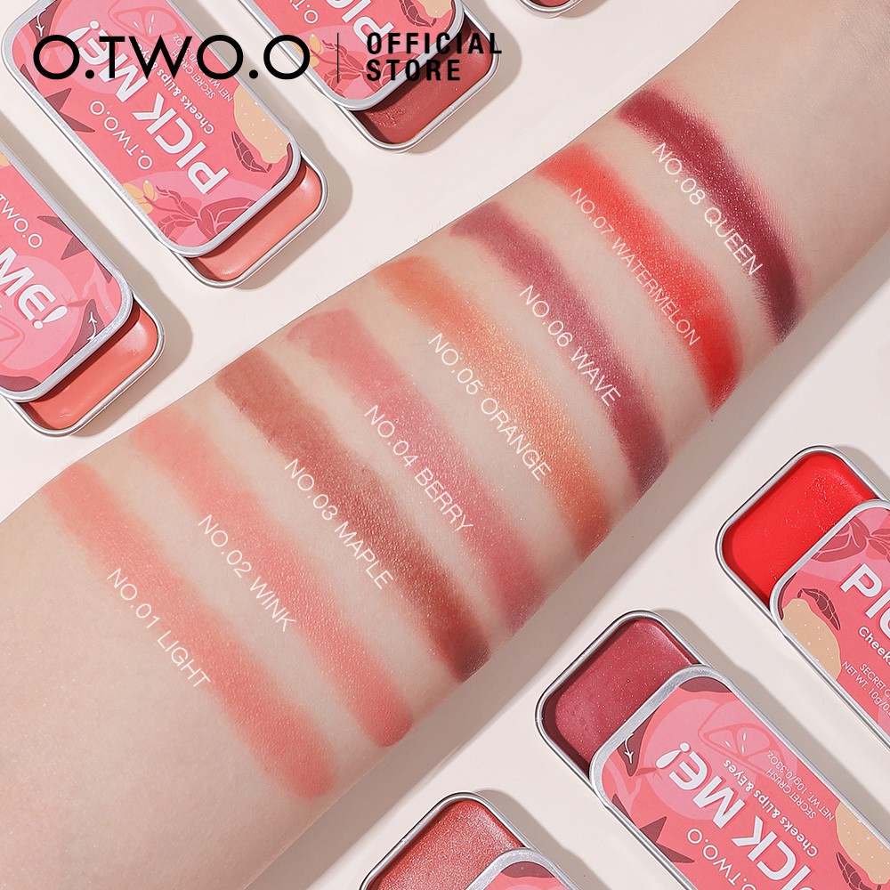 O.TWO.O lipstick, eye shadow and blusher 3-in-1 pan Monochrome rouge cream naturally enhances the complexion and lasting waterproof, easy to color lipstick, eye shadow and blush pan
