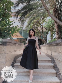 Bigsize Đầm trễ vai kết cườm D393