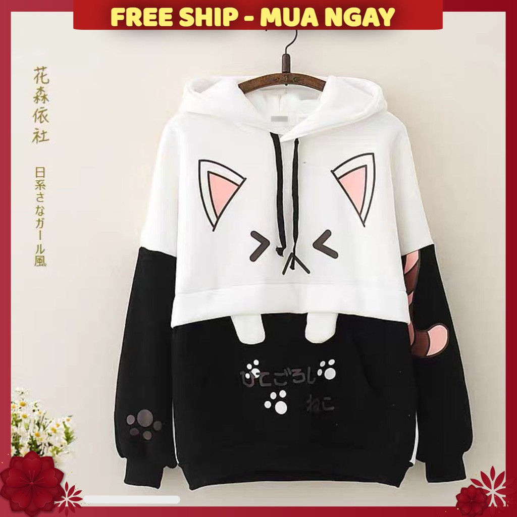 ÁO HOODIE NỮ ❤️FREESHIP❤️ áo khoác hoodie ( NANH MÈO ) VẢI NỈ NHIỀU MÀU-  FREE SIZE DƯỚI 60KG | BigBuy360 - bigbuy360.vn