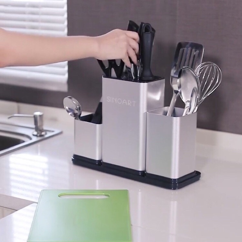 Kệ dao đũa thìa thớt 3 ngăn SINOART MẪU MỚI