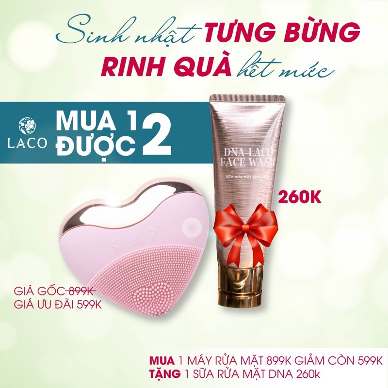 Máy rửa và massage mặt LACO luxury chính hãng, bảo hành 12 tháng ( TẶNG SỮA RỬA MẶT+ BÔNG TẨY TRANG) | BigBuy360 - bigbuy360.vn