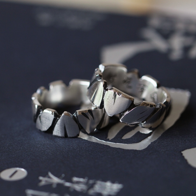 Creative stone texture ring ins personalized design sense retro made old sea withered stone rotten ring