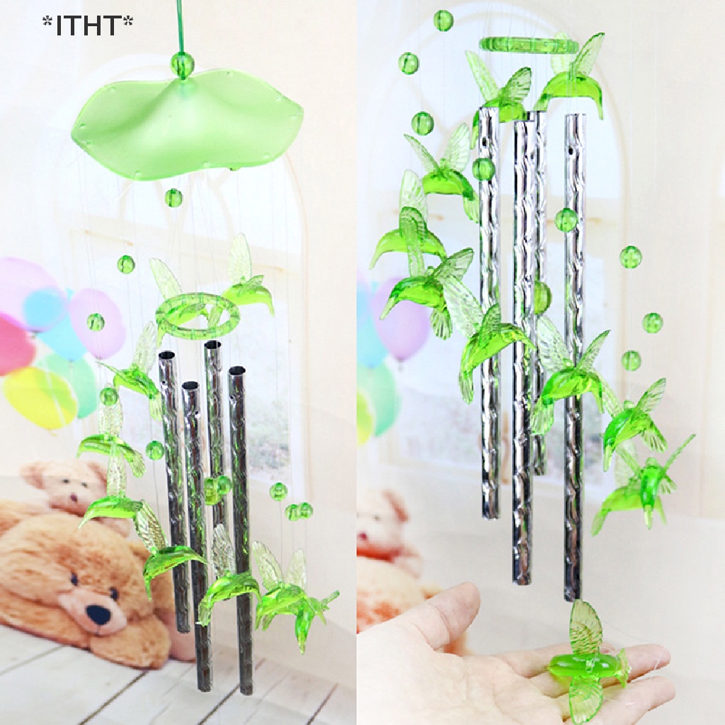 Chuông Gió Nhựa 4 Ống Kim Loại Hình Trái Tim Sáng Tạo Trang Trí Vườn Nhà