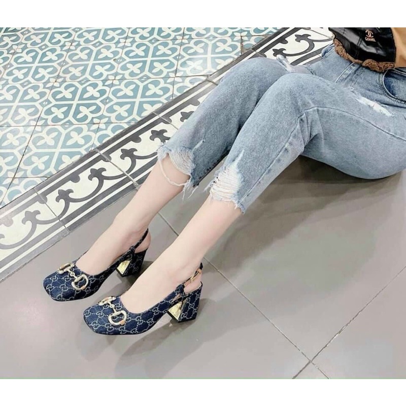SANDAL GÓT VUÔNG JEA.NS KHOÁ GÓT CAO 6P