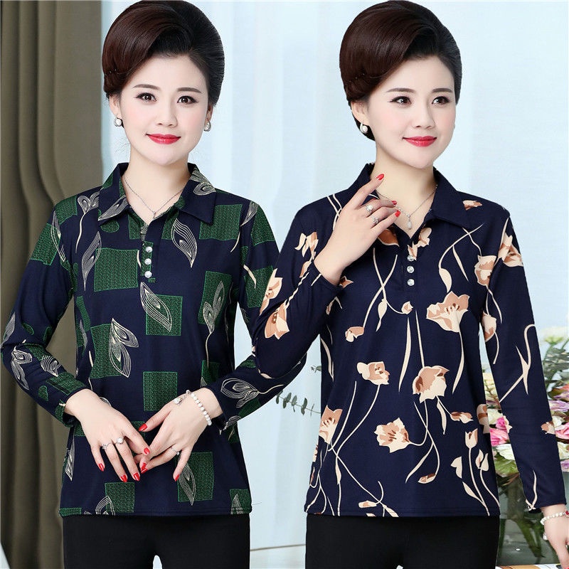 Áo Thun Tay Dài Dáng Rộng Thời Trang Cho Phụ Nữ Trung Niên