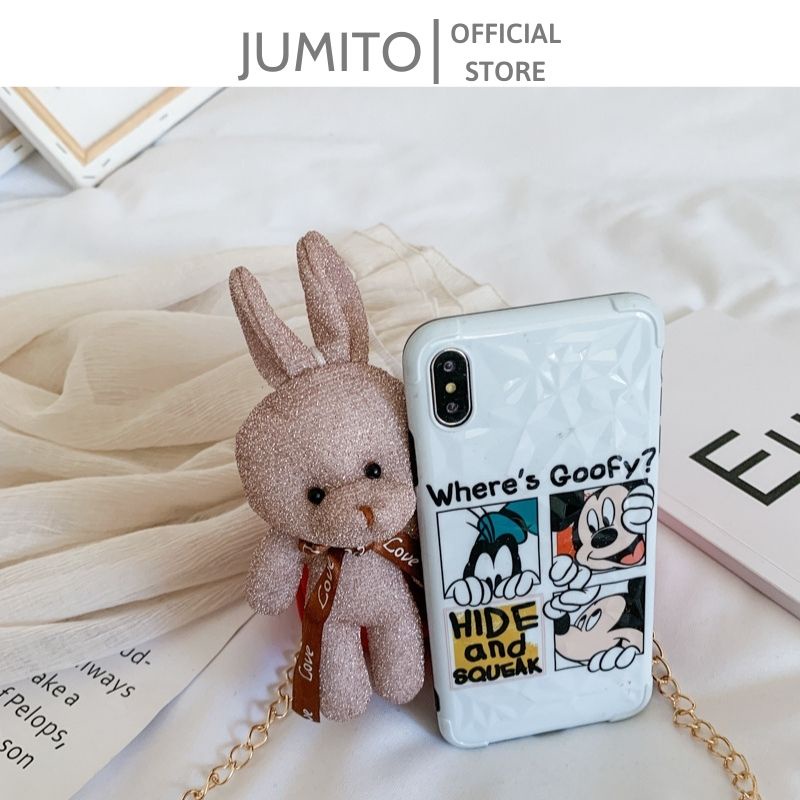 Túi xách nữ đeo chéo cho bé da trám kèm gấu hot hit JUMITO SA890