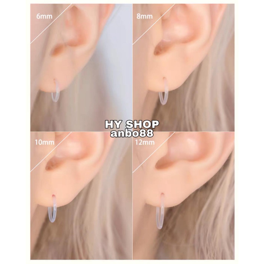 Khuyên tai tròn vòng nhựa sinh học trắng trong