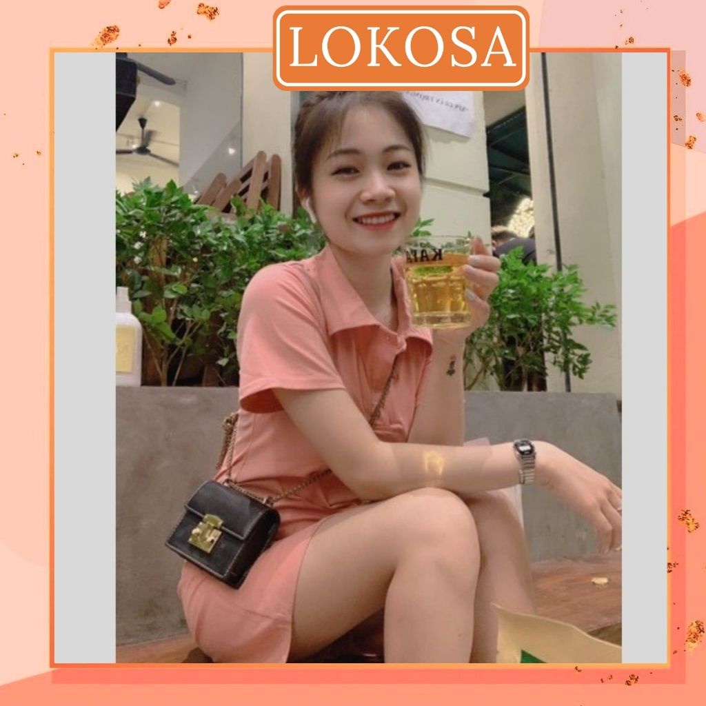 Váy Polo Nữ LOKOSA Đầm ôm body sexy thiết kế thun suông đi chơi dự tiệc Hàn Quốc nhiều màu Sang Trọng Trẻ Trung VD005